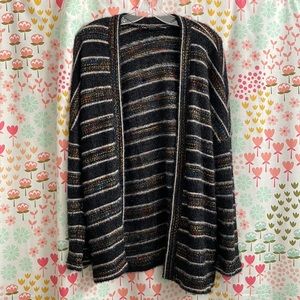 NWOT ModCloth Fuzzy Striped Cardigan Sweater with Pockets in Women’s Size Large